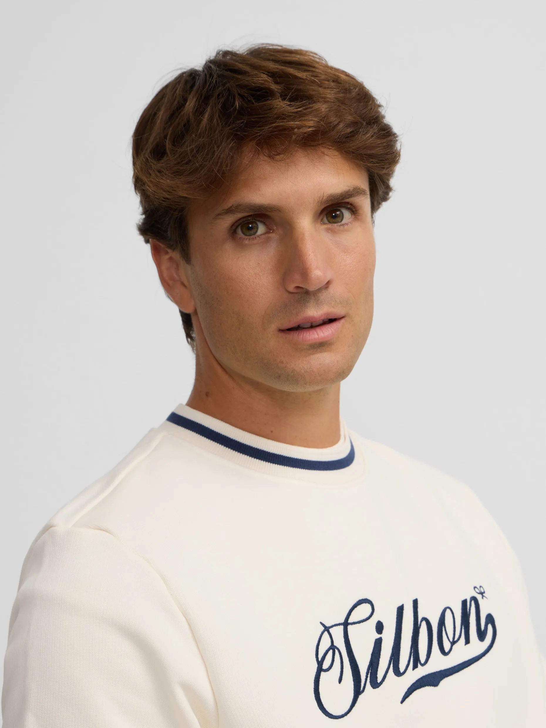 Sudadera retro lettering crema