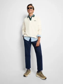 Sudadera Silbon cuello polo contraste crema