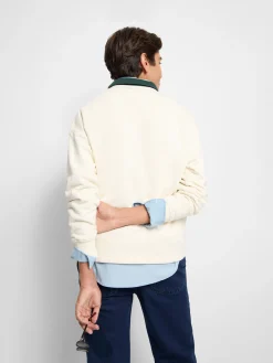 Sudadera Silbon cuello polo contraste crema