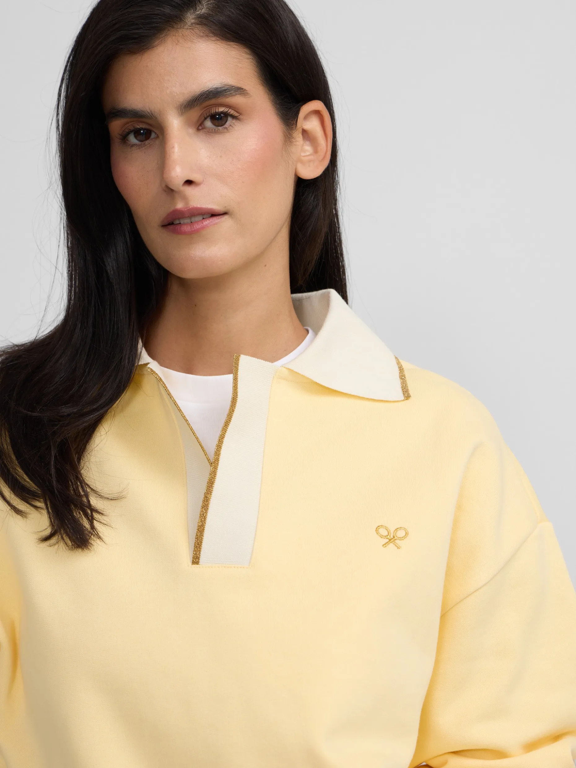 Sudadera woman cuello polo amarilla