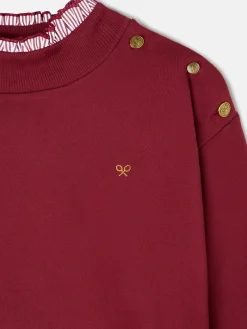 Sudadera woman cuello volante burdeos