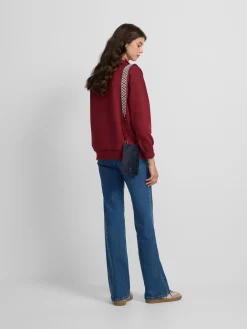 Sudadera woman cuello volante burdeos