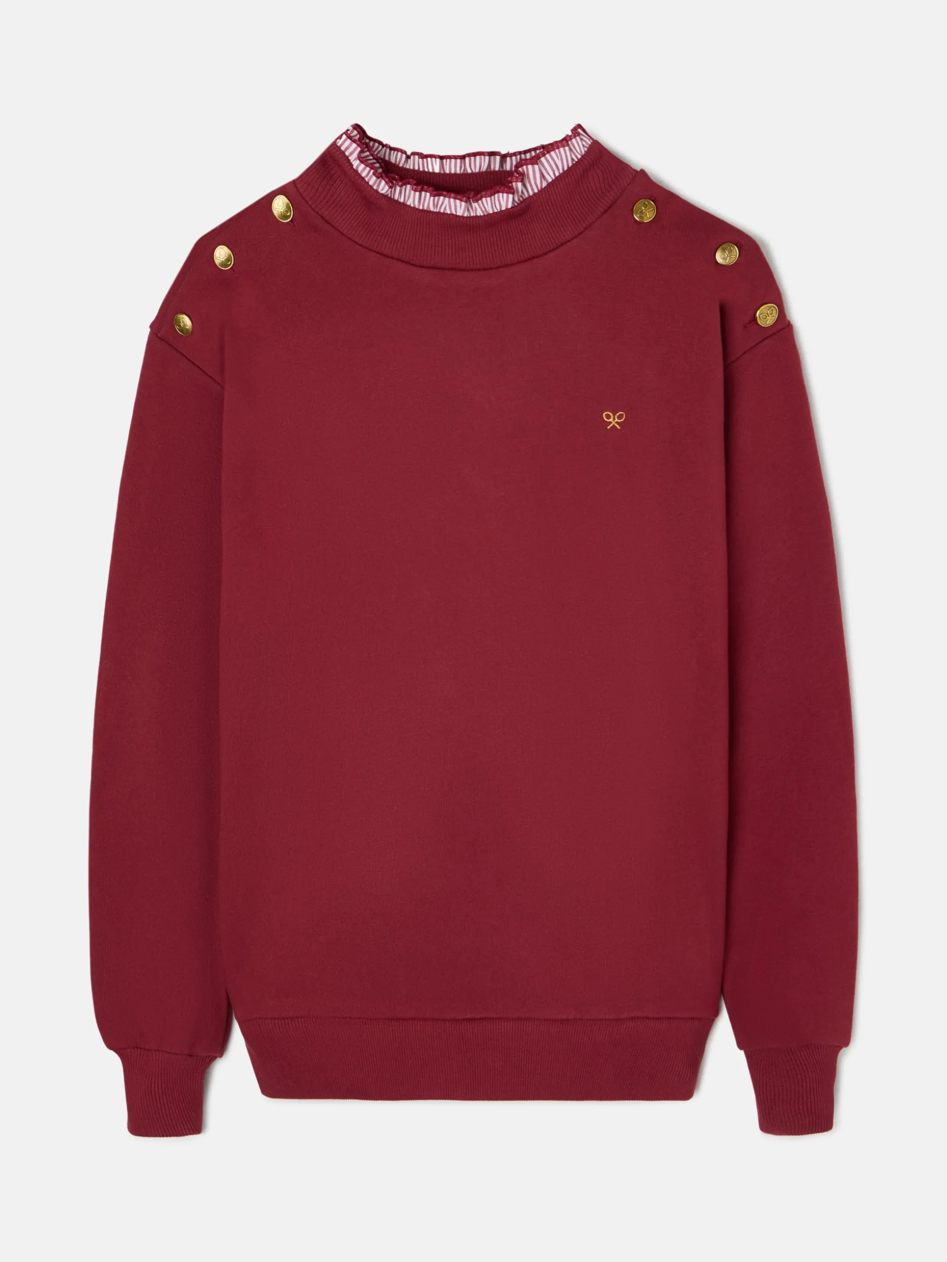 Sudadera woman cuello volante burdeos
