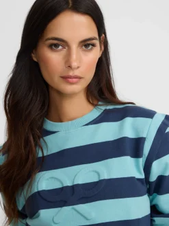 Sudadera woman hombreras rayas azules