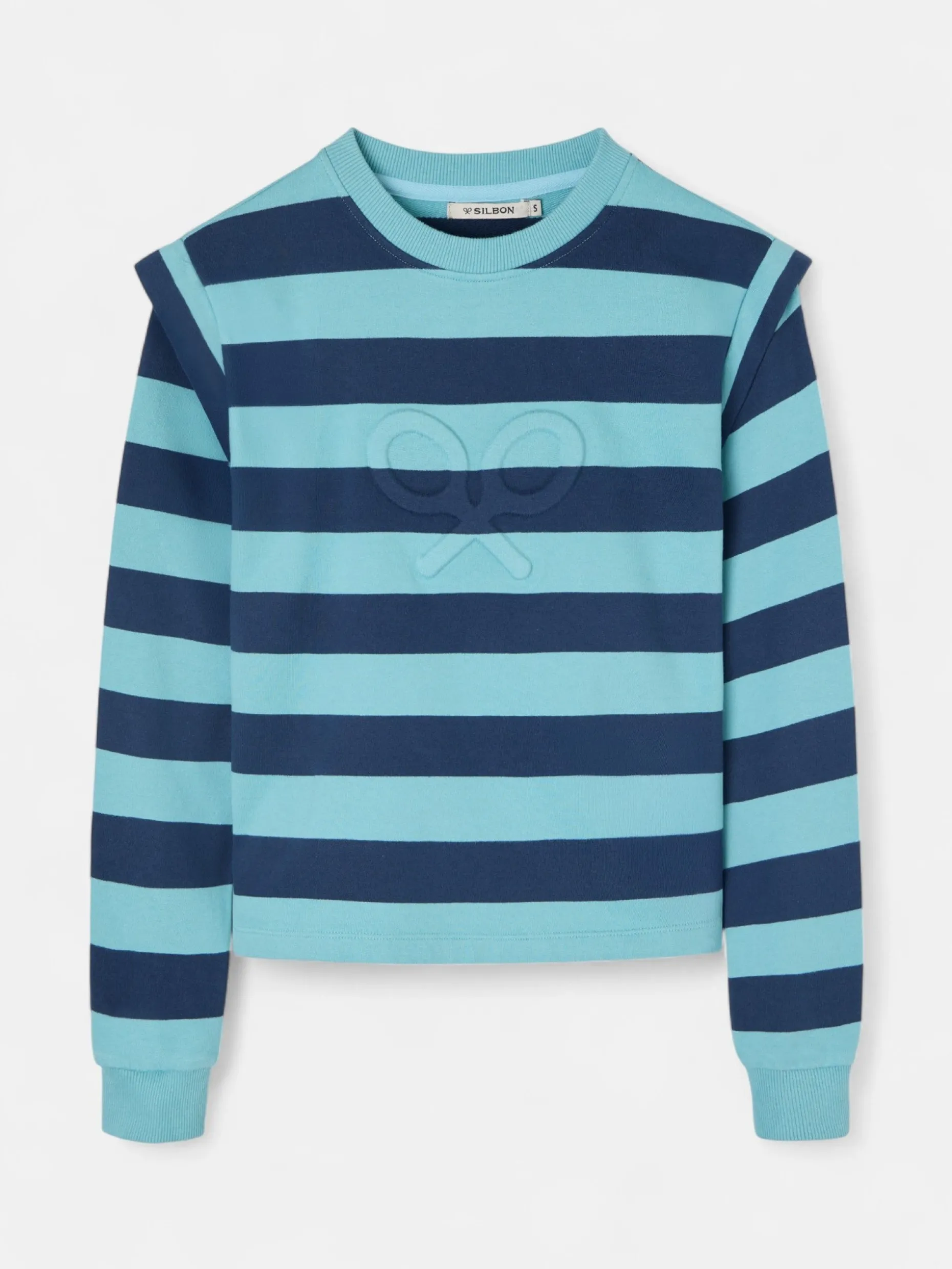 Sudadera woman hombreras rayas azules