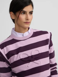 Sudadera woman hombreras rayas moradas