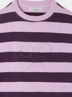Sudadera woman hombreras rayas moradas