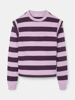 Sudadera woman hombreras rayas moradas