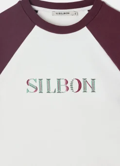 Sudadera woman letras colores burdeos