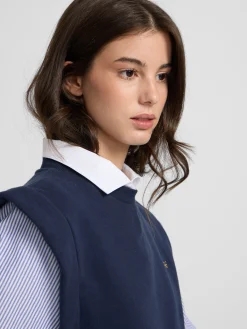 Sudadera woman mangas tejidas azul marino