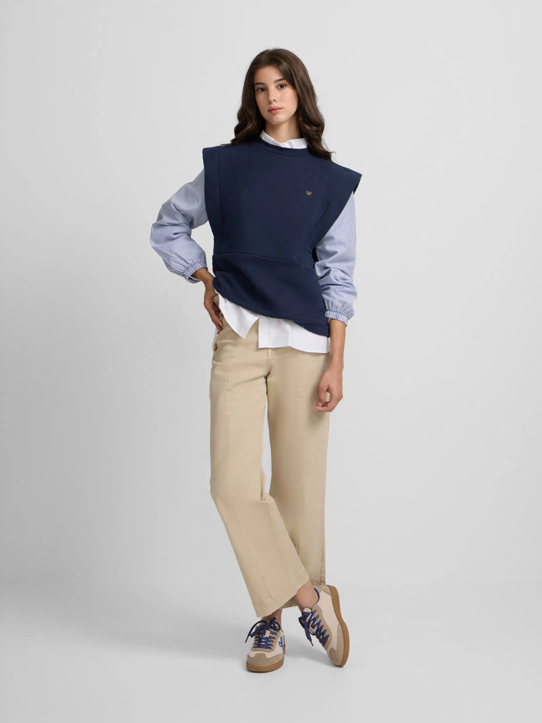 Sudadera woman mangas tejidas azul marino