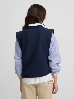 Sudadera woman mangas tejidas azul marino