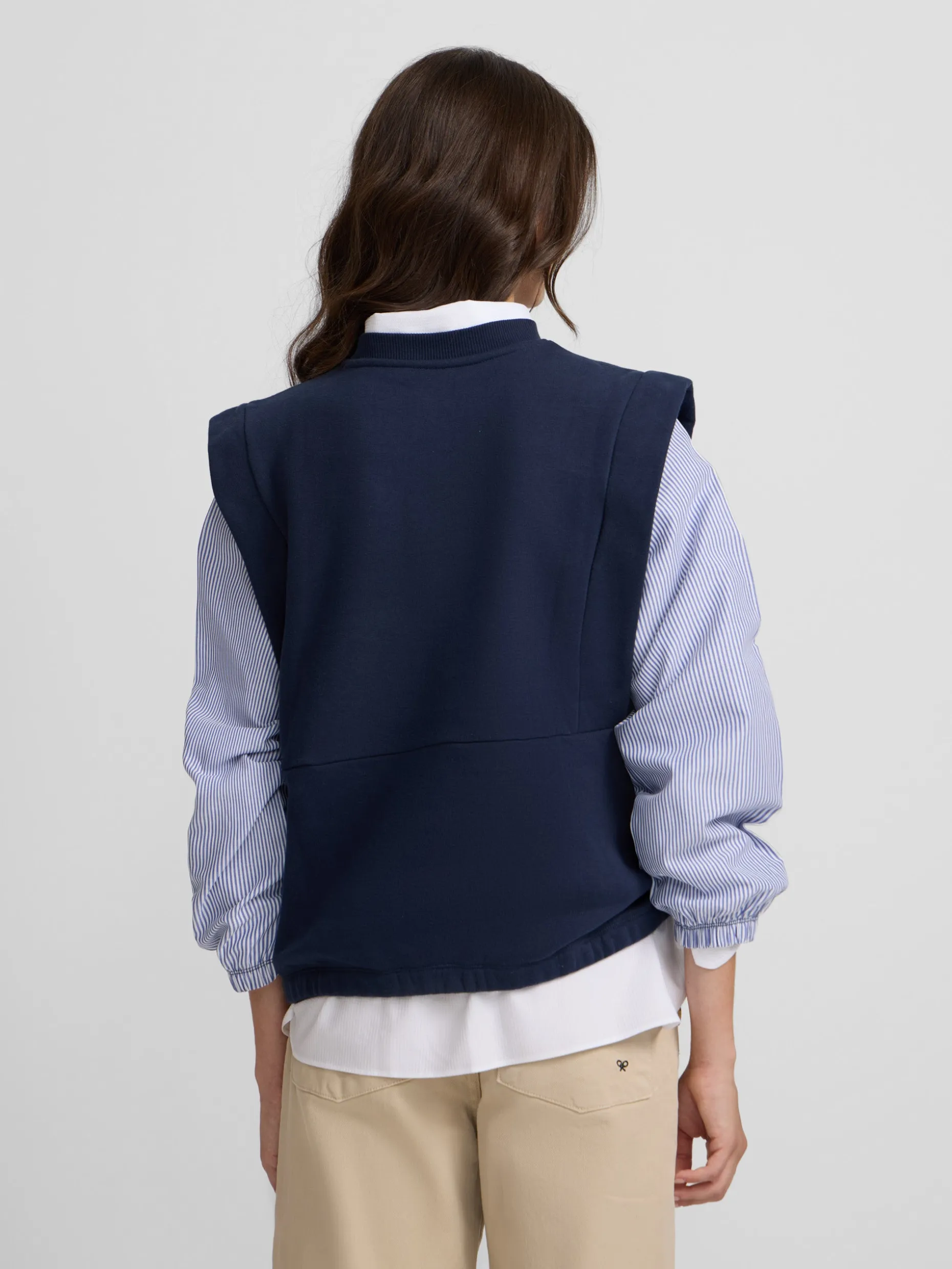 Sudadera woman mangas tejidas azul marino