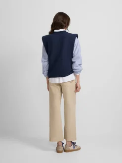 Sudadera woman mangas tejidas azul marino