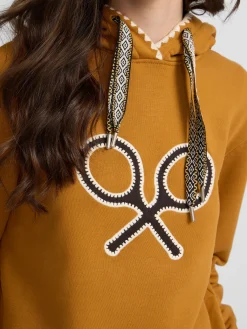 Sudadera woman raqueta pespuntes camel