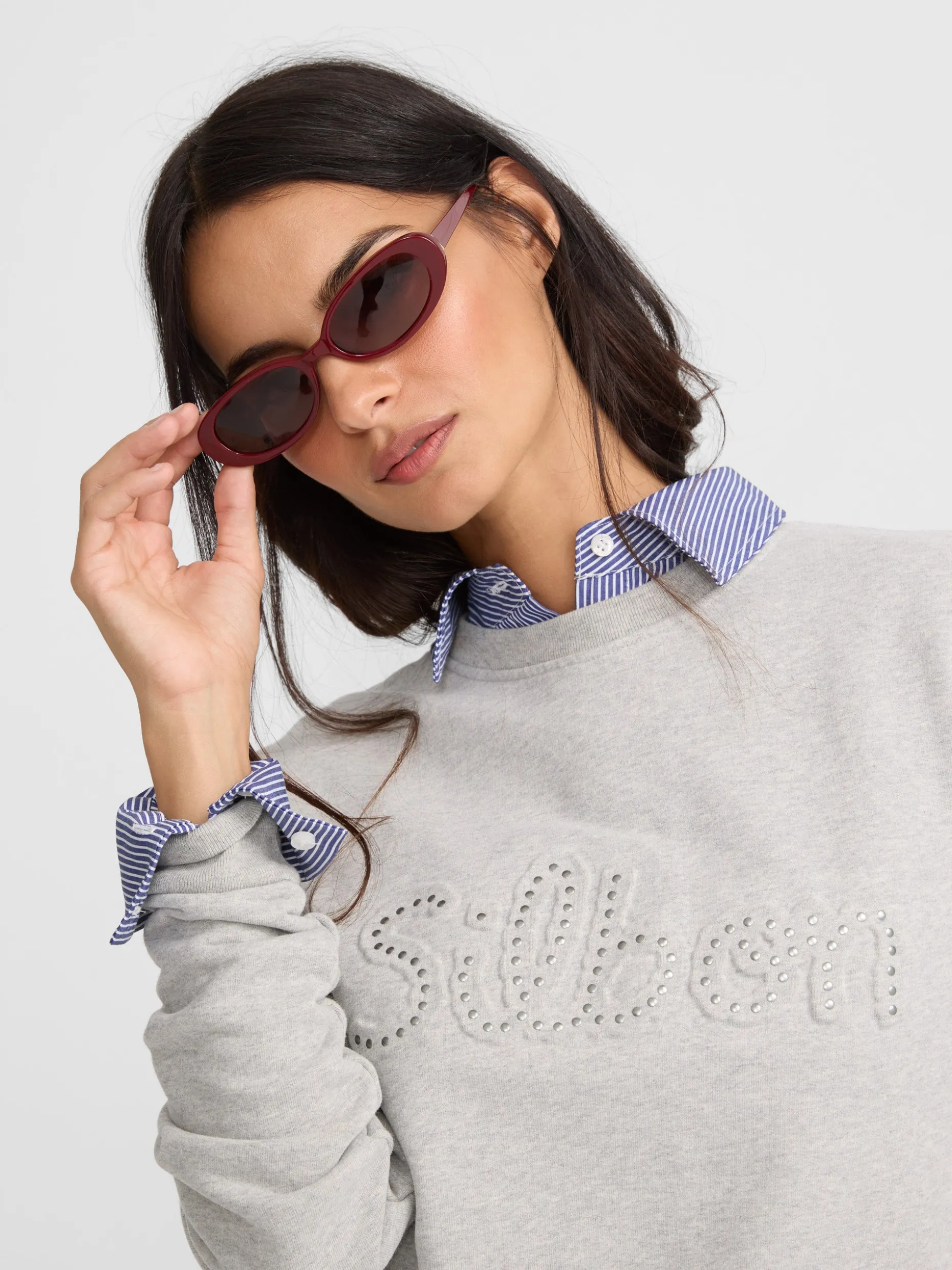 Sudadera woman silbon tachas gris
