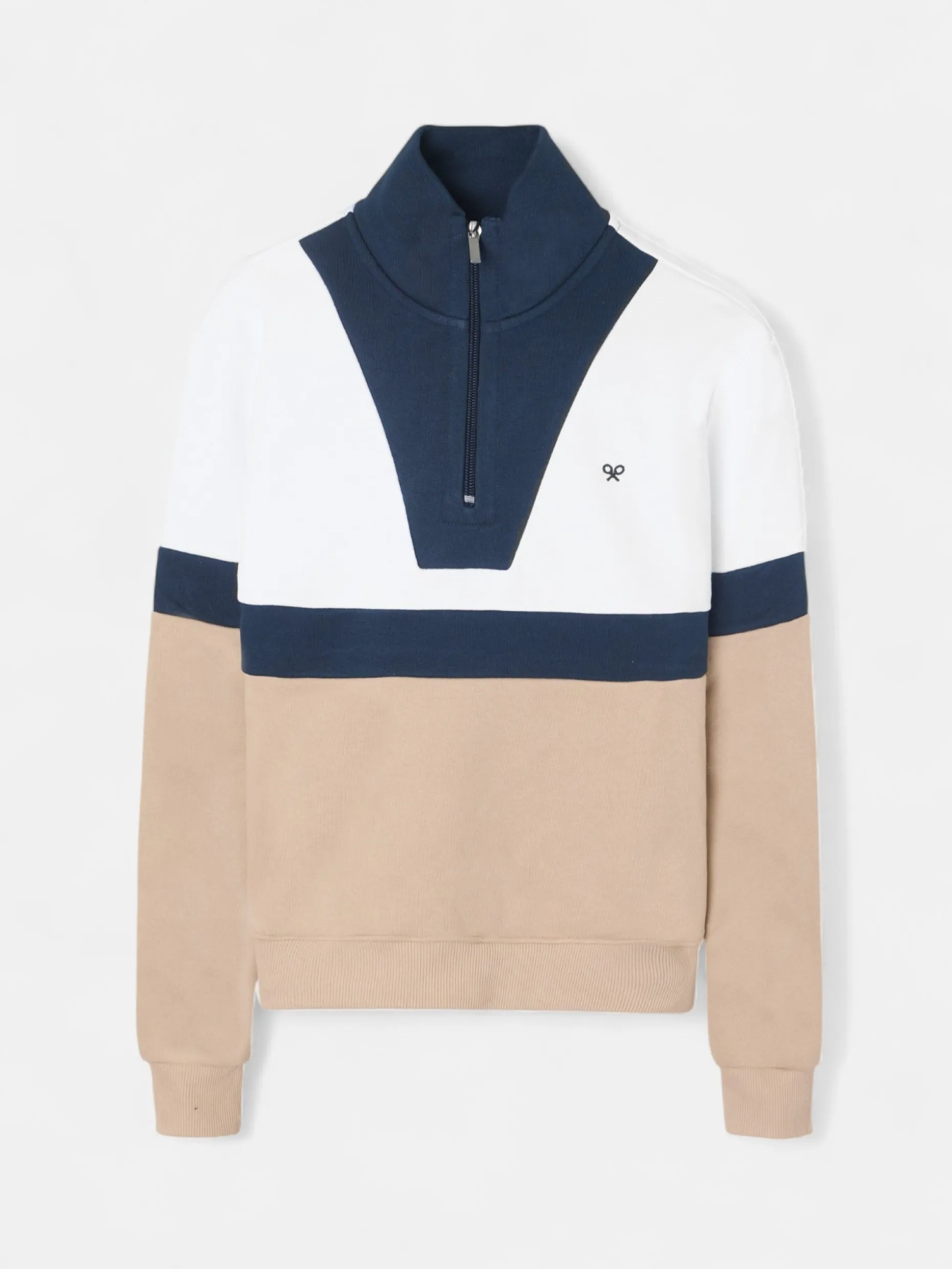 Sudadera woman tricolor azul marino y beige