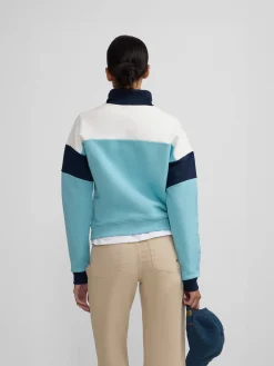 Sudadera woman tricolor cuello botones azules