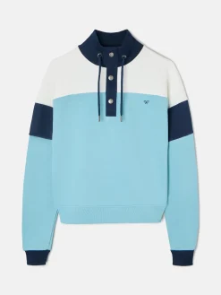 Sudadera woman tricolor cuello botones azules