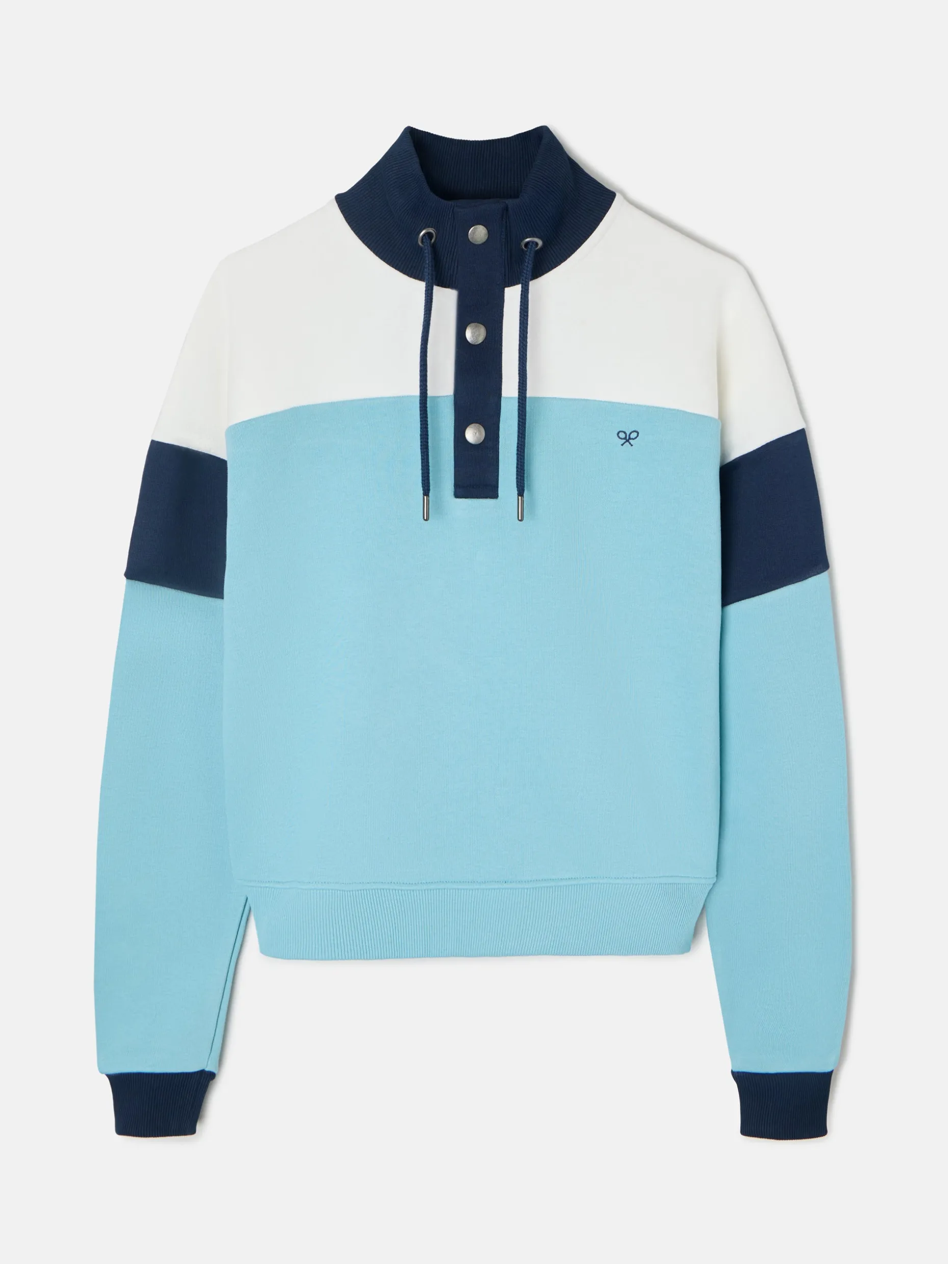 Sudadera woman tricolor cuello botones azules