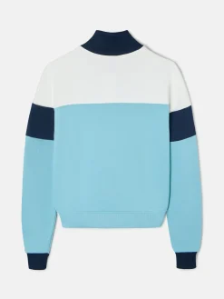 Sudadera woman tricolor cuello botones azules