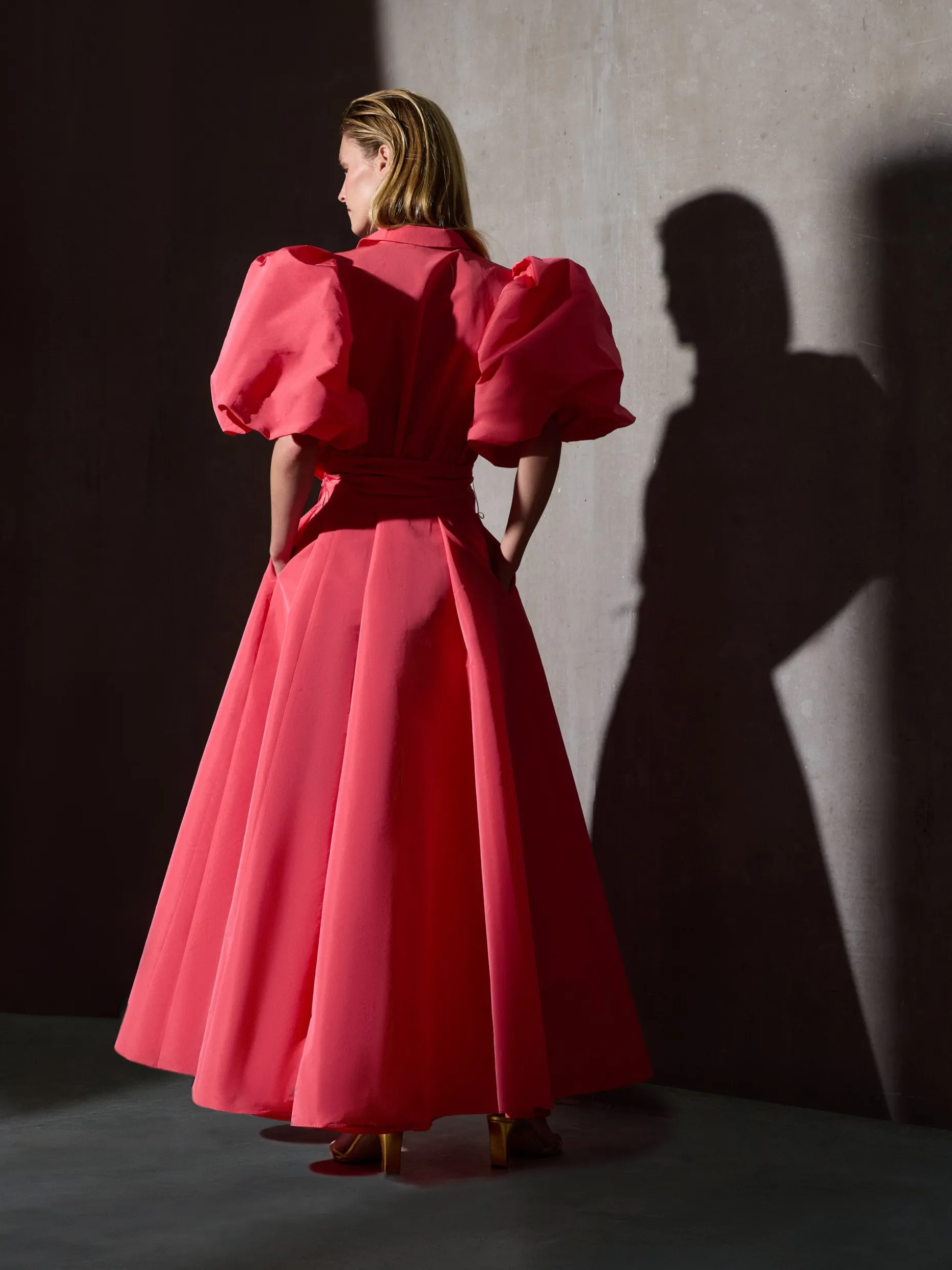 Vestido CaprileXSilbon camisero tafeta rojo