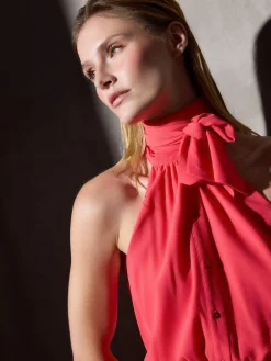 Vestido CaprileXSilbon plisado lazo coral