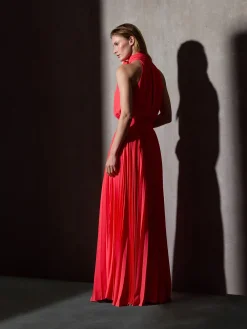 Vestido CaprileXSilbon plisado lazo coral