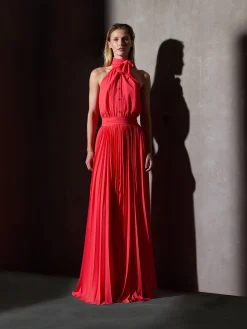 Vestido CaprileXSilbon plisado lazo coral