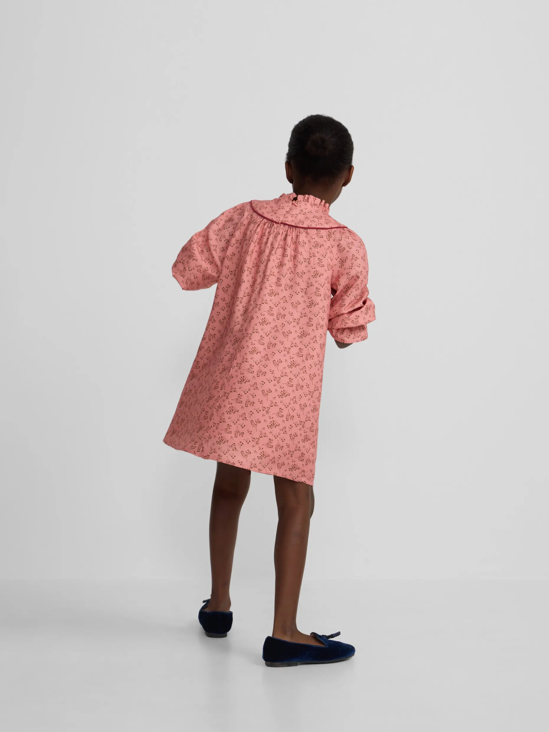 Vestido girl puño estampado flores rosa
