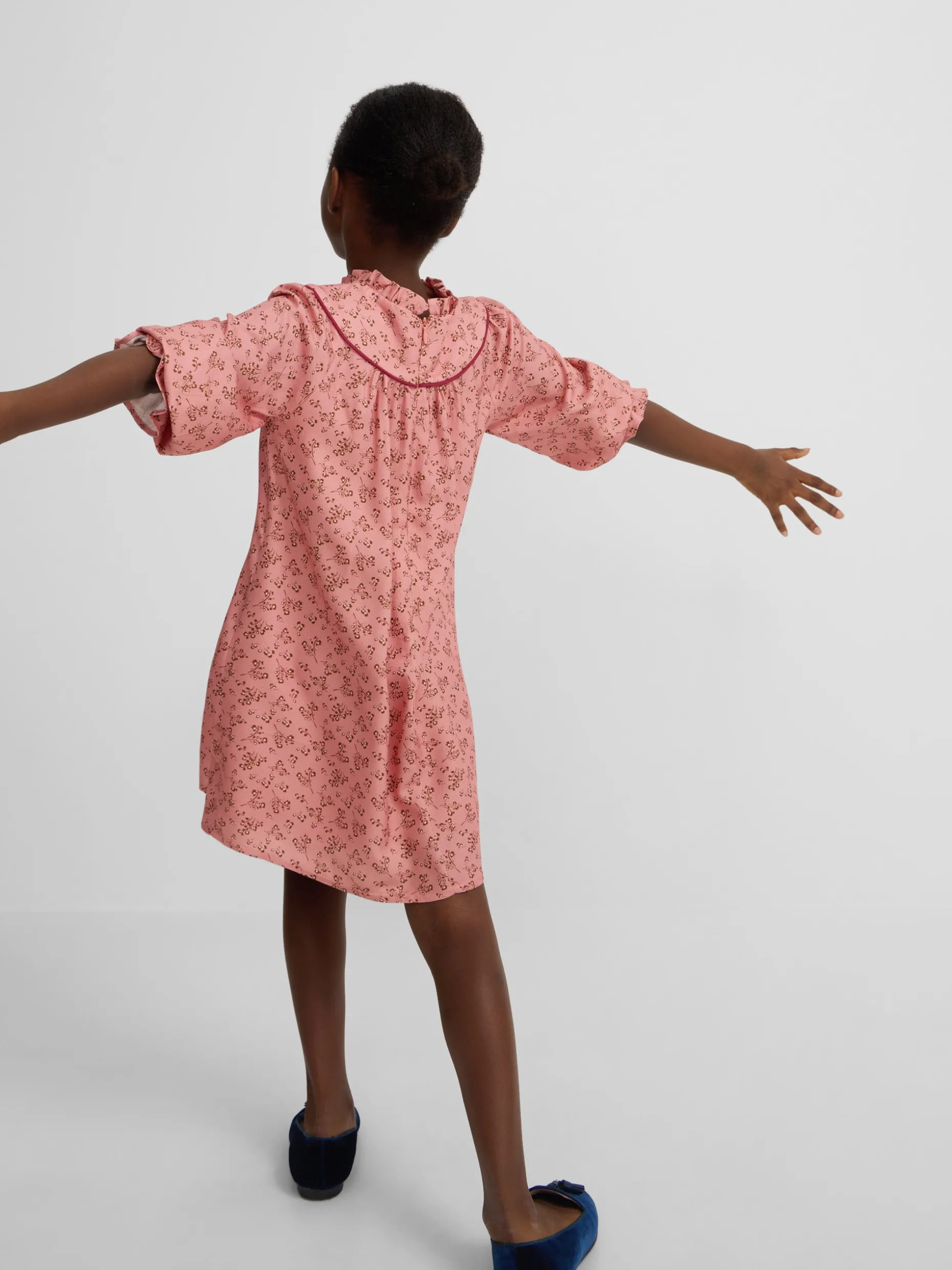 Vestido girl puño estampado flores rosa