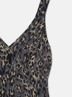 Vestido largo estampado animal print azules