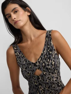 Vestido largo estampado animal print azules