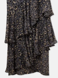 Vestido largo estampado animal print azules