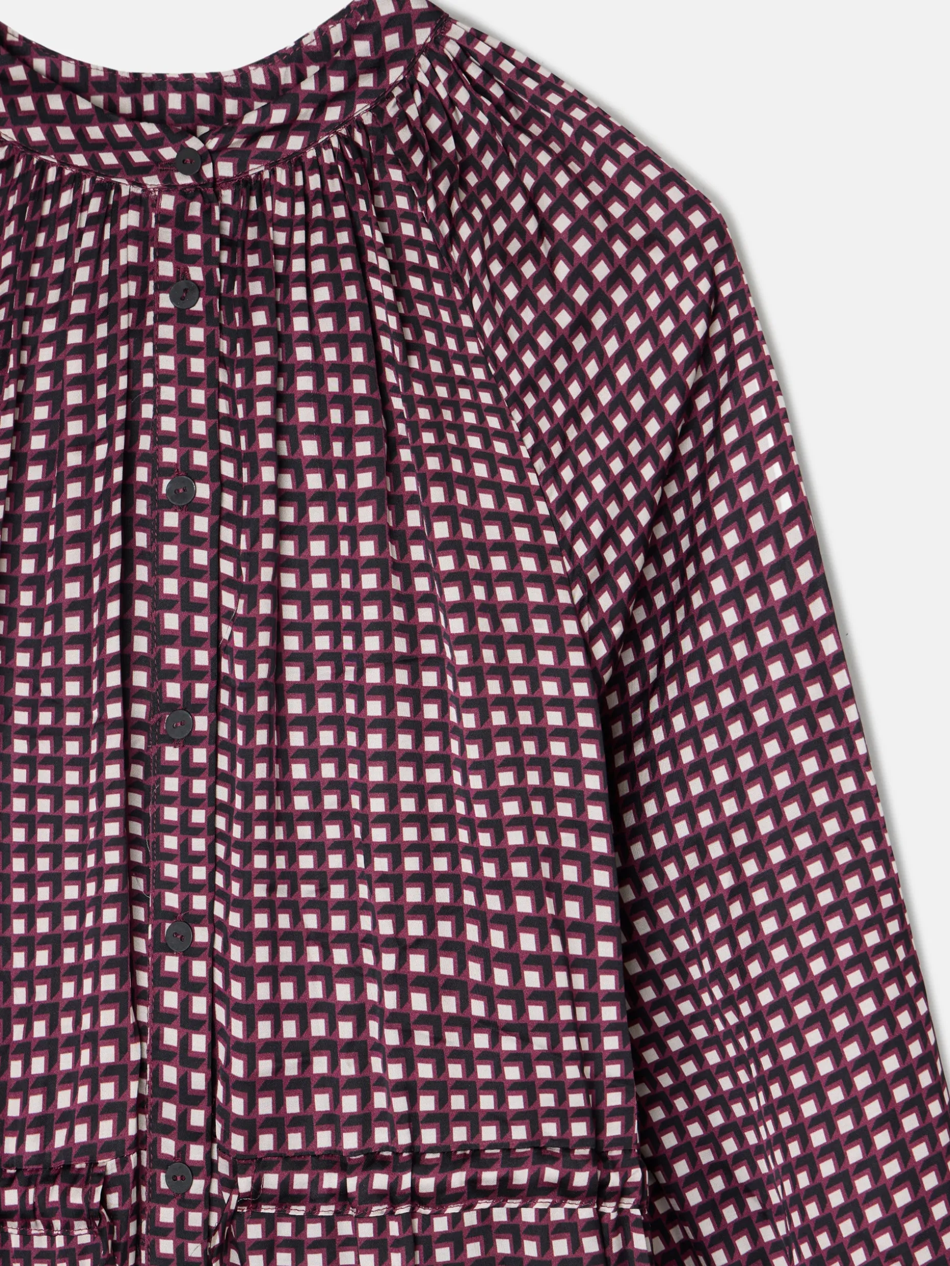 Vestido largo estampado geometrico morados