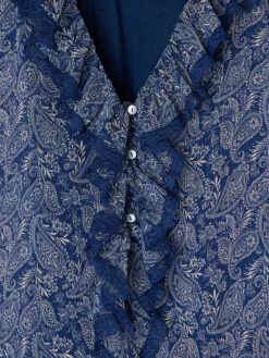 Vestido mini chorreras estampado azul