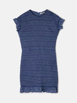 Vestido mini fruncido estampado azules