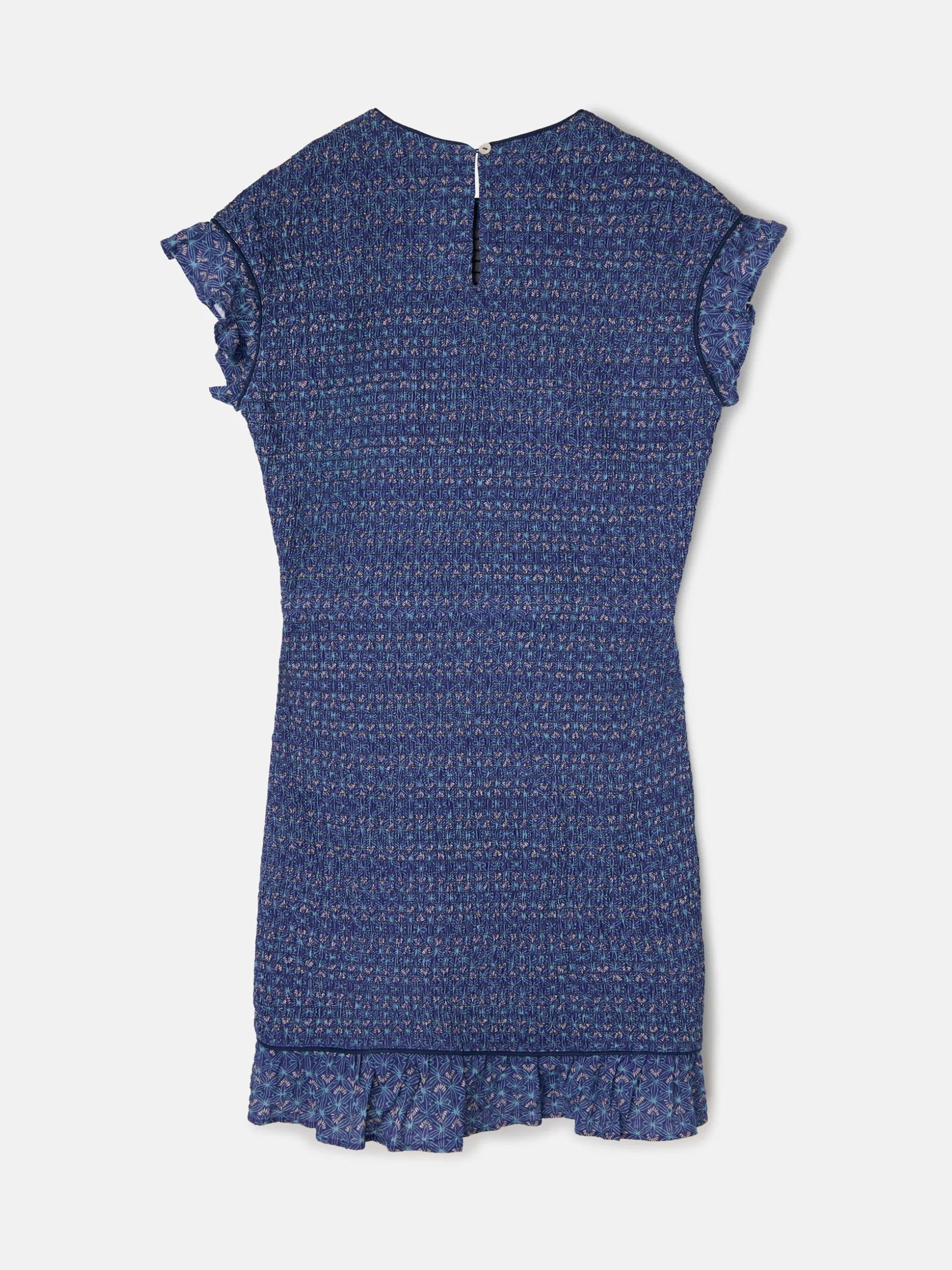 Vestido mini fruncido estampado azules