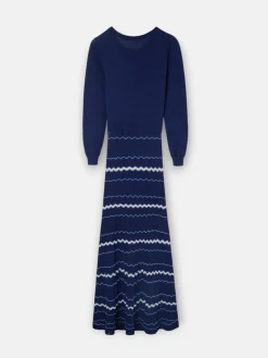 Vestido punto espigas azul