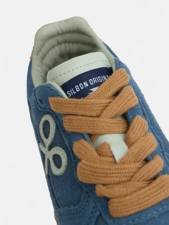 Zapatilla kids casual piel azul