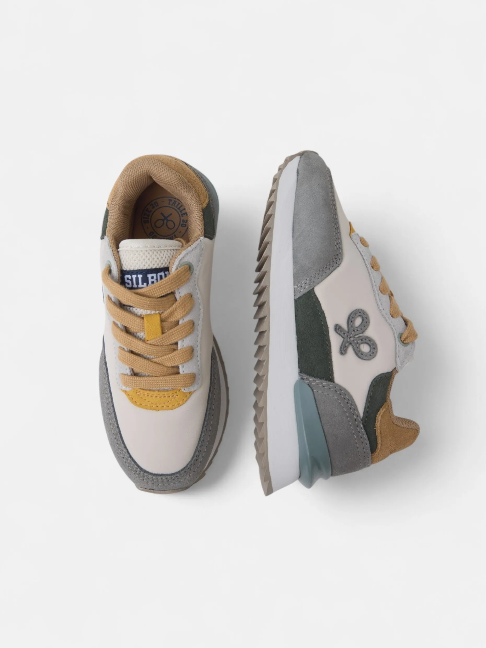 Zapatilla kids running multicolor gris