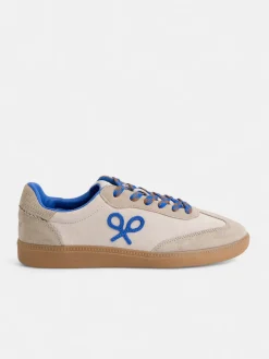 Zapatilla raqueta beige y azul