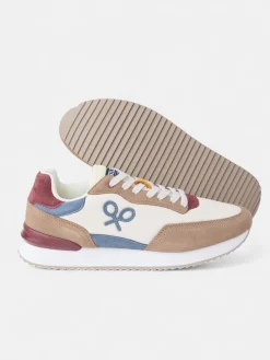 Zapatilla running multicolor beige