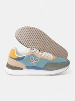 Zapatilla running multicolor verde