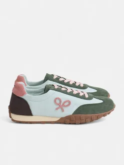 Zapatilla running rosa y verde