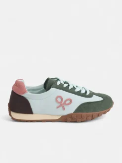 Zapatilla running rosa y verde
