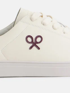 Zapatilla silbon clasica blanca burdeos
