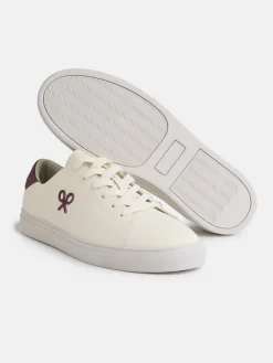 Zapatilla silbon clasica blanca burdeos