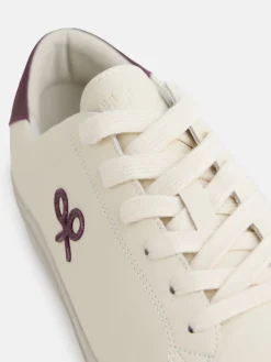 Zapatilla silbon clasica blanca burdeos