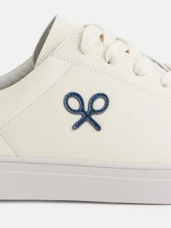 Zapatilla silbon clasica blanca azul marino